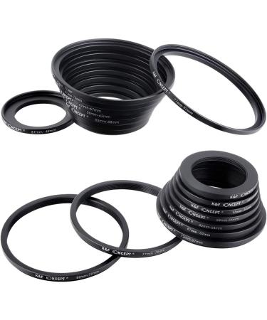 K&F Concept 18-Piece Filter Ring Adapter Kit - Metal Stepping Rings Set for Camera Lens Filters (Black) - Buy Online on SooperMarket.com