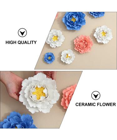 ORFOFE Wall Flower Sculpture 1Pc peony flower wall decoration home decoration Ceramic wall art Ceramic Flower Flower Wall White 7x7cm - Buy Online on SooperMarket.com