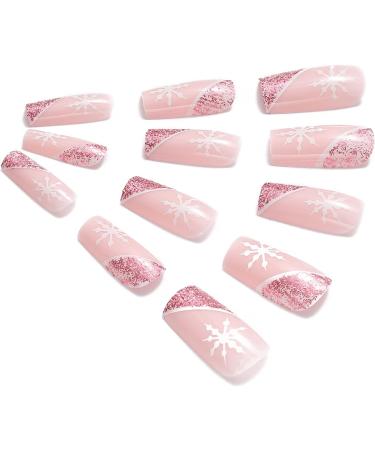 Vatocu Christmas Short Red Press on False Nails - Snowflake & Snowman Design (24pcs) - Buy Online on SooperMarket.com