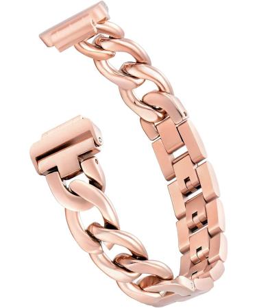 Dilando Stainless Steel Metal Link Band for Fitbit Inspire 2 - Rose Gold Adjustable Wristband Bracelet for Women - Buy Online on SooperMarket.com