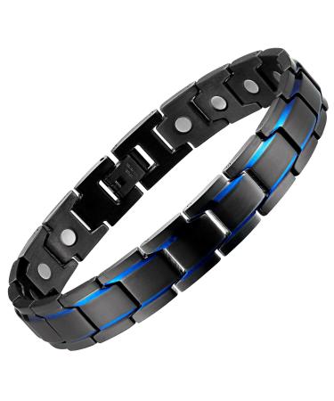 MagEnergy Magnetic Bracelets for Men Titanium Steel Black Bracelet 8.5 inches Adjustable