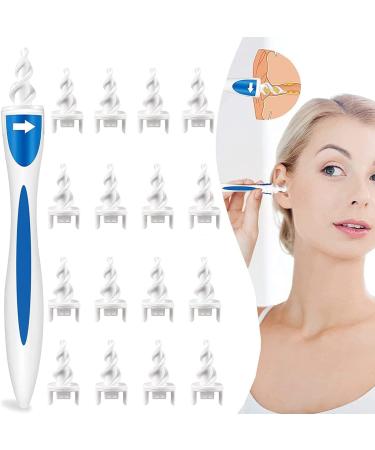 Q-Grips Earwax Remover, Soft Silicone Ear Cleaning Tool, Earwax Removal Tool with 16 Replacement Heads,Safe and Easy to Remove Ear Wax, Effective Ear Wax Removal Tool (White)