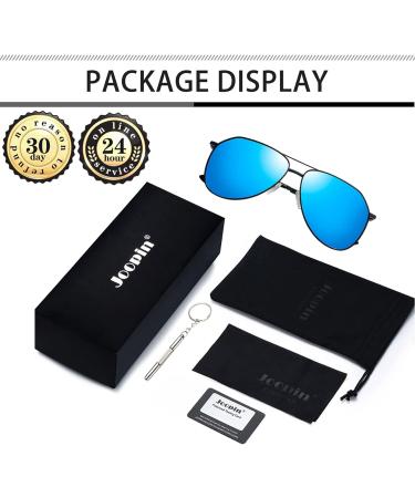 Joopin Polarised Aviation Sunglasses | Al-Mg Metal Frame | UV Protection for Men & Women | Driving Sun Glasses - B05 Black/Mirrored Blue - Buy Online on SooperMarket.com