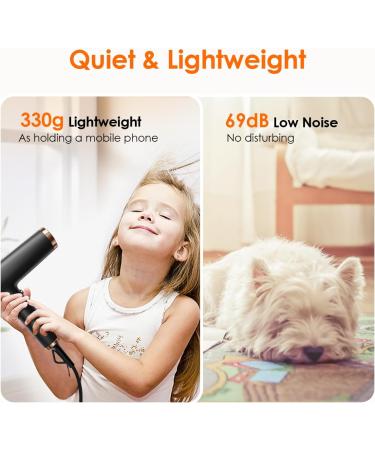Faszin Lightweight Hair Dryer with High Speed Motor | Fast Drying Ionic Hairdryer for Women & Men | Low Noise, 3 Magnetic Nozzles | Black 29.50 24.50 8.80 cm - Buy Online on SooperMarket.com