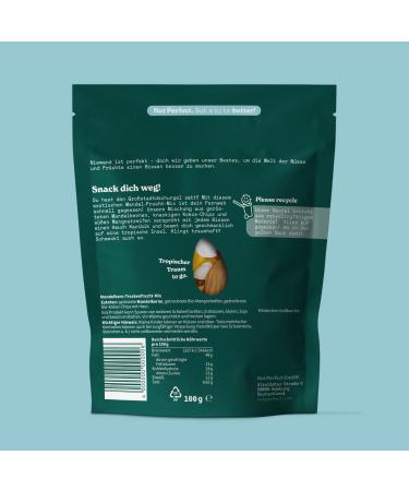 Nut Perfect Almond-Kokos Mango-Mix | Tropical Fruity Snack | Natural & Organic | Bio-Mango Bio-Coconut Spanish Almonds | 100g - Buy Online on SooperMarket.com