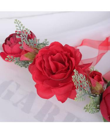 Wiwpar Red Rose Floral Crown Headband for Women - Adjustable Flower Hair Wreath Garland - Buy Online on SooperMarket.com