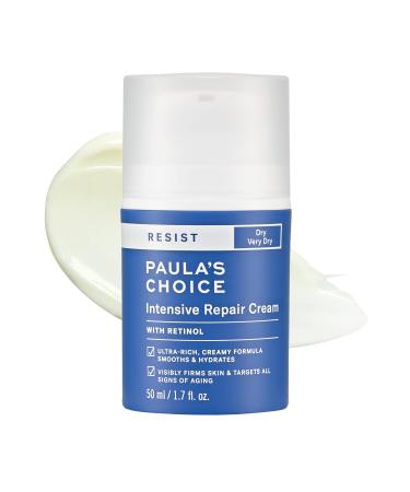 Paula's Choice RESIST Intensive Repair Cream with Retinol  Hyaluronic Acid & Jojoba  Concentrated Anti-Aging Moisturizer for Dry  Chapped Skin  1.7 Ounce