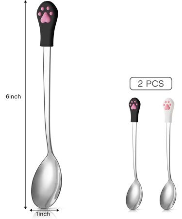 2 Pc Stainless Steel Pet Can Spoons - White & Black Cat Claw Spoon for Dog and Cat Food Cans - Buy Online on SooperMarket.com