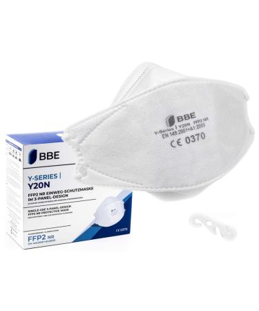 BBE Y20N |FFP2 Mask CE Certified German Manufacturer Brand |Hygienically individually packaged |Certified CE0370 EN149: 2001+A1: 2009 |Ultralight FFP2 masks large |Free mask clip |5 pieces
