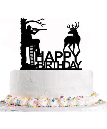 Hunting Birthday Cake Topper - Hunter in Tree Stand Aiming the Deer - Camping Themed Deer Hunter Cake Topper for Men' Birthday Party Supplies (Deer Hunter) - Buy Online on SooperMarket.com