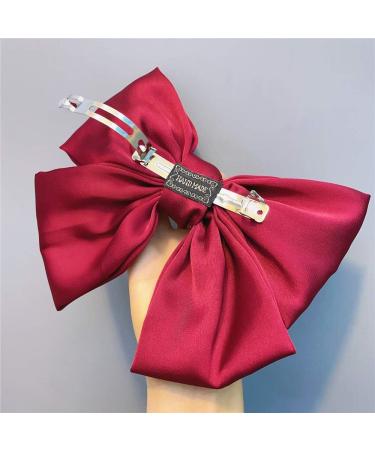 2PCS Silky Satin Hair Bows Hair Clip Black Hair Ribbon Ponytail Holder Accessories Slides Metal Clips Hair Bow for Women Girls Toddlers Teens Kids (Bow Clip-Pink/Red) - Buy Online on SooperMarket.com