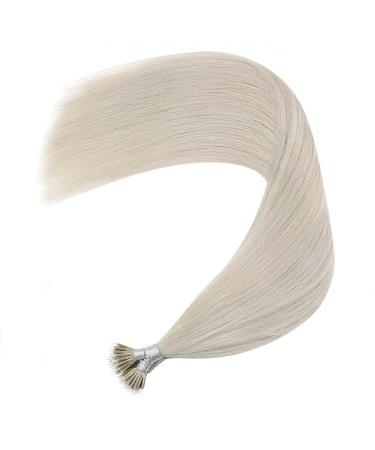 Nano Ring Hair Extensions Silver Grey Colour All Lengths 16 18 & 20 22 Inches. 100% Remy Human Hair with Nano beads included! (16")
