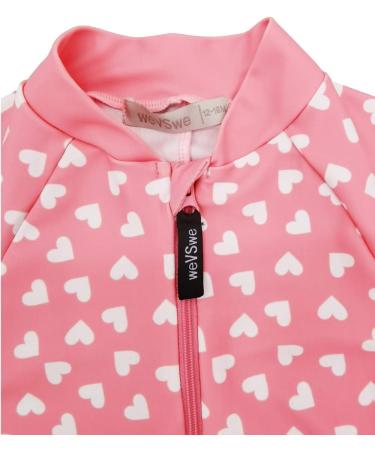 weVSwe Baby Toddler Boy Rash Guard Swimsuit UPF 50+ Sun Protection | Pink Hearts | 12-18 Months - Buy Online on SooperMarket.com