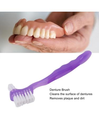 False Teeth Brush Plaque Removal Denture Toothbrush Double Sided Ergonomic Portable Soft Hair for Home Travel for Elderly(Purple) - Buy Online on SooperMarket.com