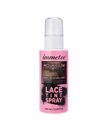 immetee Lace Tint Spray for Wig Instant Wig Root Concealer Hair Concealer Spray for Lace Wigs Hair Root Touch Up Spray. 100ml/3.38fl oz(Medium Yellow)