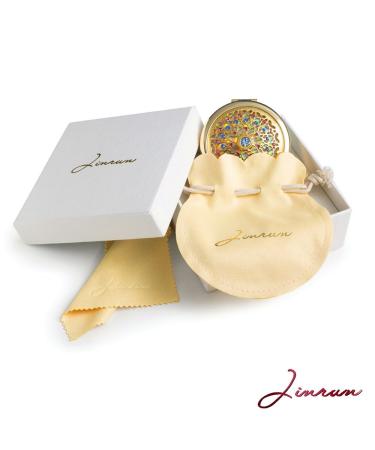 Jinvun 24k Gold Electroplate Makeup Mirror - Luxury Round Vanity Mirror for Women - Compact Cosmetic Mirror with Diamonds - Perfect Gift Idea - Buy Online on SooperMarket.com