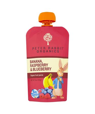 Pumpkin Tree Peter Rabbit Organics Super Oats & Seeds, Puree Squeeze Pouch, Banana Raspberry and Blueberry, 4 Ounce (Pack of 10)