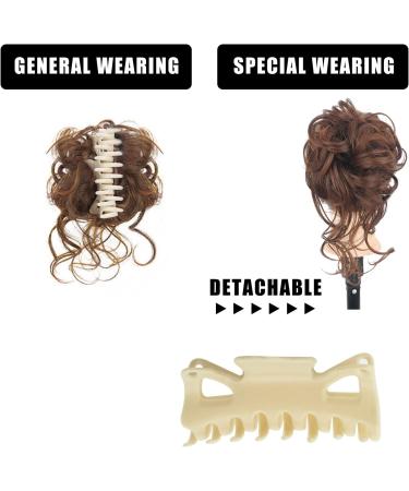 Long beard ball head wig bun grab clip Fluffy natural scrunchie bridal cocktail hairpin Messy Hair Bun Extensions Curly Wavy Hair Scrunchies claw Clip Messy Bun Hairpiece (Light Curry) - Buy Online on SooperMarket.com