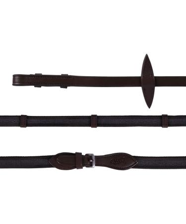 QHP Anti-Slip Reins with Leather Straps - Dark Brown Pony | International Shipping Available - Buy Online on SooperMarket.com