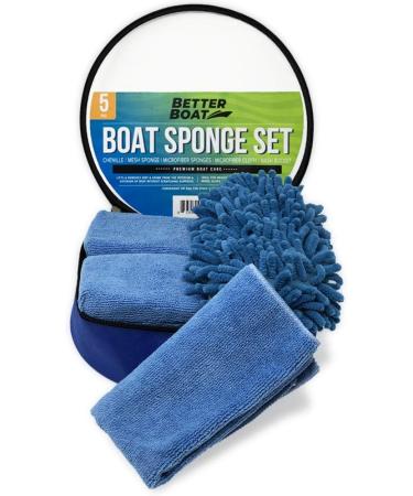 Microfiber Boat Cleaner and Car Wash Kit - Non-Scratch Sponge Bucket, Wash Cloths for Interior and Exterior - Ideal for Fiberglass Boat Hulls and Car Seats - Complete Cleaning Supplies - Buy Online on SooperMarket.com