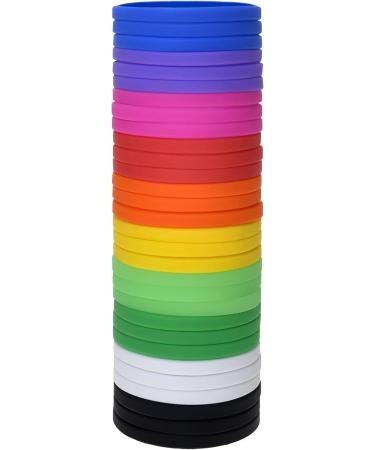 100 PCS Thin Blue Silicone Bracelets - Elastic Rubber Wristbands for Women, Men, Teens - Buy Online on SooperMarket.com