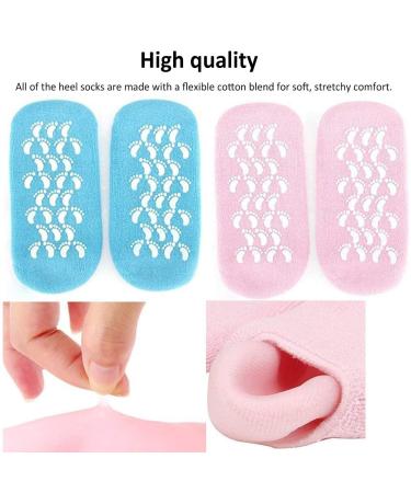 Moisturizing Gel Socks - 2 Pairs of Reusable Soft Socks with Essential Oil Treatment for Dry Skin Pink & Blue - Buy Online on SooperMarket.com