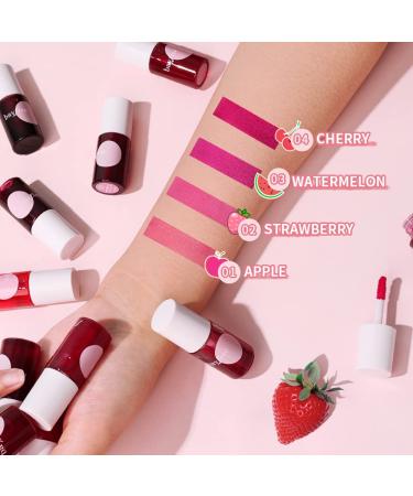 Buy 2 Colors Lip Stain Tint Set - Hydrating Velvet Lipstick Mini - Long Wear Lip Gloss (Strawberry & Cherry - Buy Online on SooperMarket.com