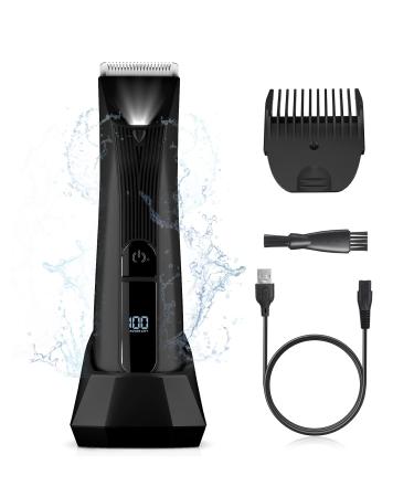 Cordless Ceramic Hair Trimmer for Men Body Groomer with Adjustable Blade Bikini/Pubic Hair Trimmer for Men Women - Ideal for Home and Professional Use Male Razor IPX7 Waterproof