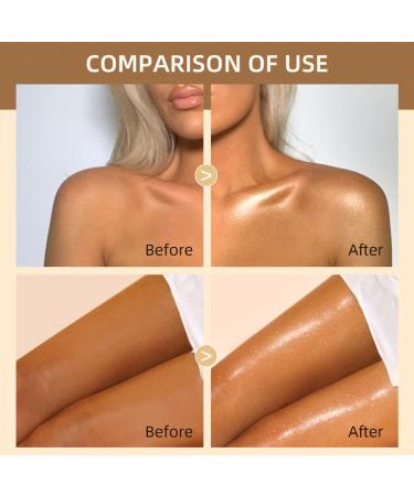 2-Pcs Waterproof Body Shimmer Oil Set - Rose Gold & Glistening Bronze Glow | Face & Body Highlight Illuminator 80ml - Buy Online on SooperMarket.com