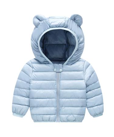 Baby Puffer Jacket Winter Hooded Coat Padded Jacket Lightweight Outerwear Boys Girls Outfits Blue 12-24 Months Blue 1-2 Years