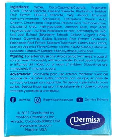 Dermisa Brightening Cream with 4 Natural Botanical Extracts for Skin Brightening and Hydration - Kojic Acid, Licorice, Arbutin, AMLA - 1.5 OZ, Pack of 1 - Buy Online on SooperMarket.com