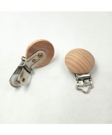 Natural Beech Wood Pacifier Clips Teething Toy - Set of 10 | DIY Wood Teether Toys - 3.0cm - Buy Online on SooperMarket.com