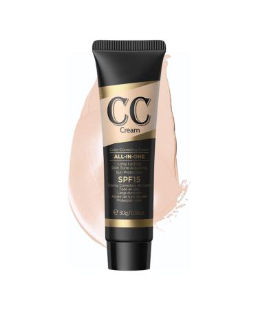 CC Cream Color Correction Cream with SPF 15+ All-In-One Full Coverage Foundation Concealer Full Coverage Anti-Redness Skin Tone Adjusting Sun Protection Natural Glowy Makeup Ivory 30g 40.00 ml (Pack of 1) Ivory White