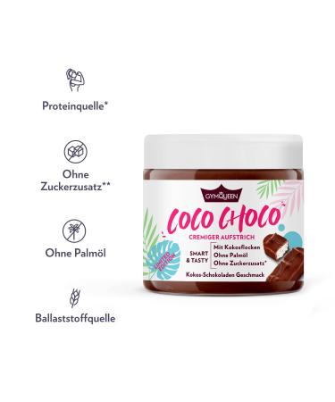 Buy Gym Queen Queenella Coconut Chocolate Spread 250g - Palm Oil Free Creamy Delicacy with Coconut Flakes - International Shipping Available - Buy Online on SooperMarket.com