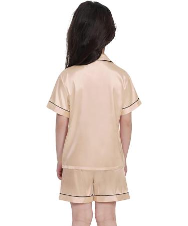 SWOMOG Kids Silk Pyjamas Set - Short Sleeve Satin PJs for Boys and Girls | Button-Down Silky Nightwear for Children and Teens | Ages 4-16 | Champagne - 4-5 Years - Buy Online on SooperMarket.com