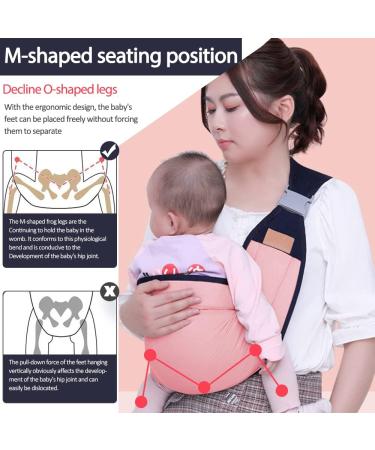 Adjustable Breathable Baby Sling Carrier | Quick Dry with Thick Shoulder Straps | 0-36 Months (Pink) - Buy Online on SooperMarket.com
