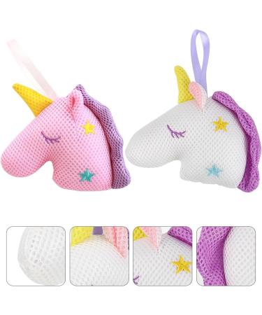 FRCOLOR 2pcs Unicorn Bath Body Sponges - Exfoliating Shower Poufs & Loofahs for Kids - Fun Flower Bath Toys - Perfect for Girls - Buy Online on SooperMarket.com
