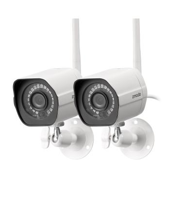 Zmodo Outdoor Wireless (2 Pack), 1080p Full HD Home Security Camera System, Works with Alexa and Google Assistant, White (ZM-W0002-2) 2 Count (Pack of 1)