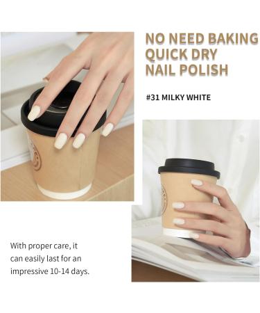 TBeautfave Milky White Nail Varnish Nude Nail Polish Quick Dry Long Lasting Nail Polish Non-Toxic Nail Polishes Breathable No Need Cure Nail Polish Nail Varnish at Home Manicure 31 Cream White - Buy Online on SooperMarket.com
