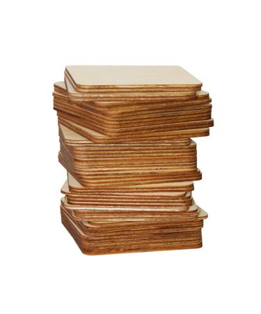 MONKEY SUN 48 Pieces 4 x 4 Inches Unfinished Square Wood Blank Coaster Bulk for Drinks Painting Writing Bar Kitchen Home Decor DIY Craft Party (Set of 48 Square) 50 Square