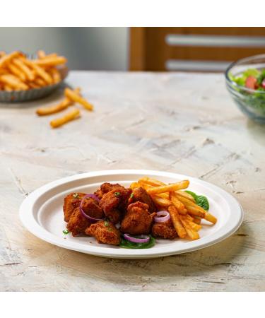 125-Pack 9 Inch Eco-Friendly Compostable Paper Plates - Heavy-Duty Sugarcane, Disposable, White - 125 Count - Buy Online on SooperMarket.com