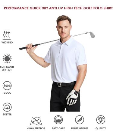 Men's White Dry Fit Performance Golf Polo Shirt - Large - Buy Online on SooperMarket.com