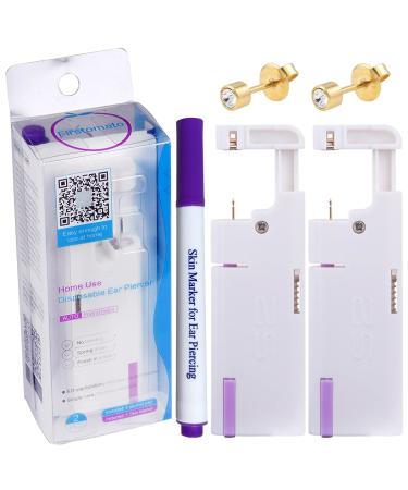 Firstomato 2PCS Disposable Ear Piercing Kit with Hypoallergenic Earrings - 3mm CZ 24Kt Gold Cartilage Piercing Gun Set - Buy Online on SooperMarket.com