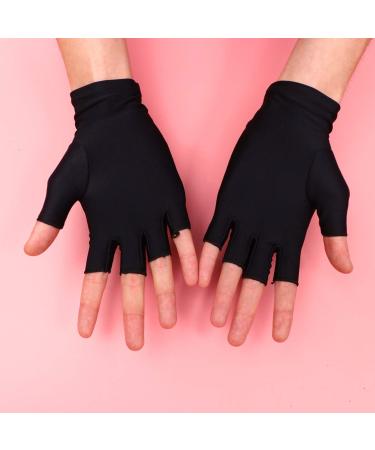 Solustre UV Protection Manicure Gloves - Anti-UV Half-Finger Nail Dryer Tools - 2 Pairs in Black for Salon & Home Use - Buy Online on SooperMarket.com