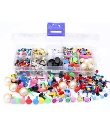 BESTCYC 1Box(500Pcs) Multiple Styles Metal Brads Kit Mixed Color and Size Paper Fasteners Round Split Pins for Scrapbooking, Paper Crafts,Card Making and DIY Craft Projects #2
