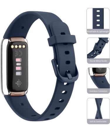 3 Pack Bands for Fitbit Luxe Bands with Screen Protector Case Soft Silicone Sport Replacement Wristbands Strap for Fitbit Luxe Women Small Black+Navy Blue+Gray - Buy Online on SooperMarket.com