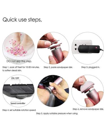 Electric Callus Remover with Adjustable Speed and 60pcs Sandpaper Disks - Professional Foot File for Dead Skin Removal - FCR-01 Black - Buy Online on SooperMarket.com