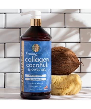 Arganatural Firming Collagen Coconut Shower Gel 2-Pack - 960ml/32 fl oz | Paraben-Free Bath Soap for Softening and Cleansing Skin - Pack of 2 - Buy Online on SooperMarket.com