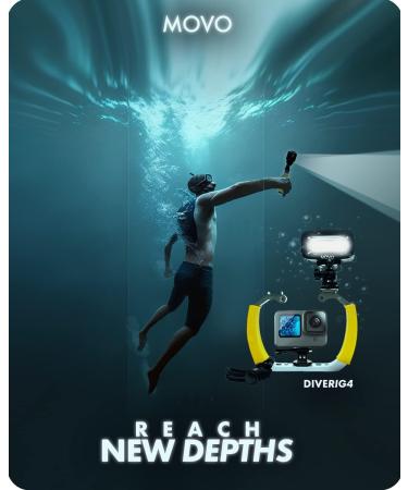 Movo DiveRig4 Diving Rig Bundle with Waterproof LED Light - GoPro and DJI Osmo Action Cam Compatible - Scuba Accessories for Underwater Photography - Buy Online on SooperMarket.com