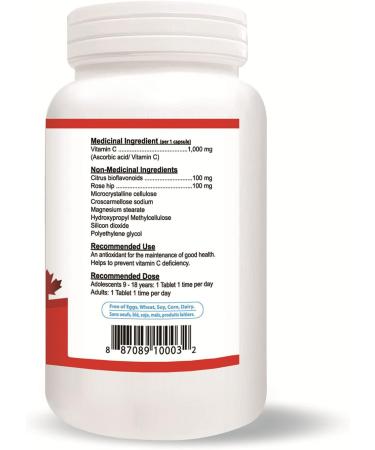 Nutridom Timed-Release Vitamin C 1 000mg with Citrus Bioflavonoids 100mg & Rose hip 100mg - Ascorbic Acid Supplement - Vegan-Friendly Non-GMO Gluten-free Soy-free Dairy-free 4 month supply (120 Tablets) - Buy Online on SooperMarket.com